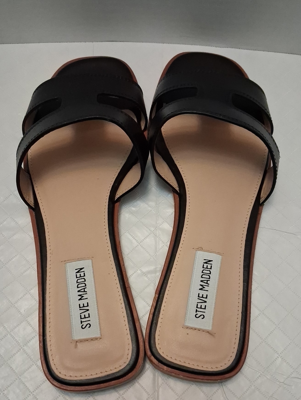 Steve Madden Hazel Size 9 Women's Black Leather Upper Double-Strap Slide/sandals - Picture 9 of 17